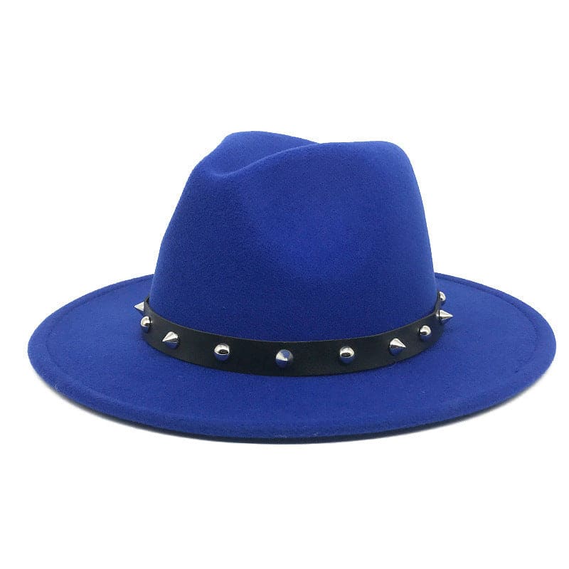 New Style Rivet Accessories Top Hat For Men and Women Woolen Hats - Blue