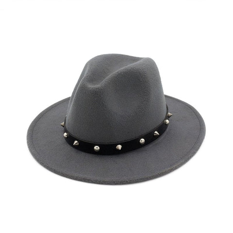 New Style Rivet Accessories Top Hat For Men and Women Woolen Hats - Grey