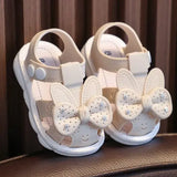 Baby Girl Bow Rhinestone Sandals – Non-Slip Soft-Soled Covered Toe Shoes for 0–3 Years