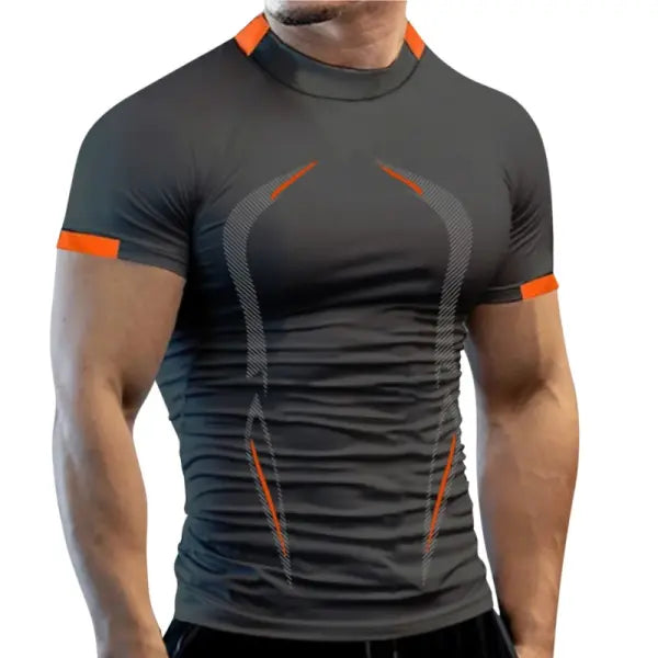 New Summer Gym Breathable T Shirt Men Quick Drying Jogging TShirt Men Training Tees Fitness Tops Running T-shirt - Dark