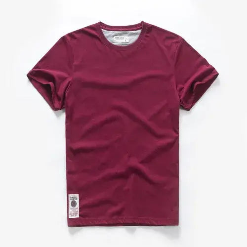 New Summer Men’s t-shirt Cotton Solid T shirt Men Causal O-neck Basic tshirt Male High Quality Classical tops - Red23