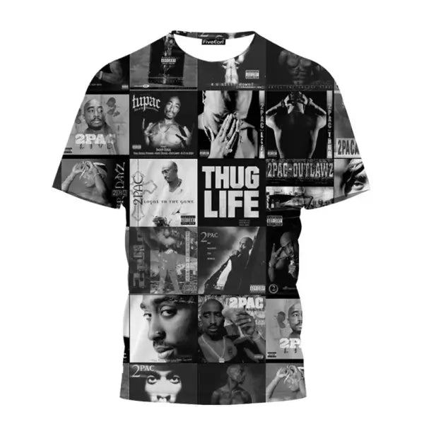 New T-Shirt Harajuku Men T-Shirt Fashion 2pac Graphic T Shirts Hip Hop Men’s T-Shirts Summer Tops T-Shirts Man Designer