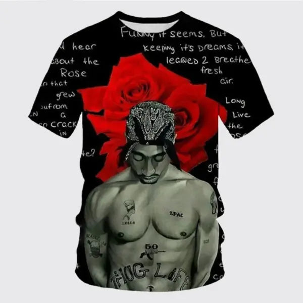 New T-Shirt Harajuku Men T-Shirt Fashion 2pac Graphic T Shirts Hip Hop Men’s T-Shirts Summer Tops T-Shirts Man Designer