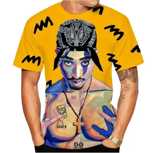 New T-Shirt Harajuku Men T-Shirt Fashion 2pac Graphic T Shirts Hip Hop Men’s T-Shirts Summer Tops T-Shirts Man Designer