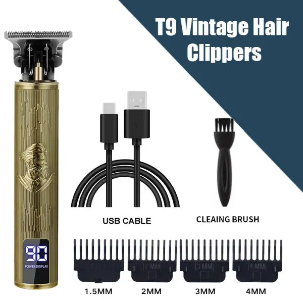 New！T9 Electric Hair Trimmer/Accessories | USB Professional Shaver | 0mm Bald Fade Cutting Machine Portable for Men