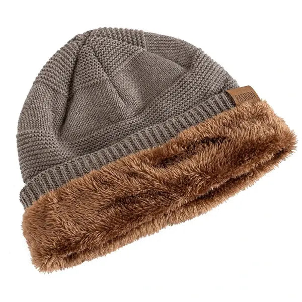 Unisex winter beanie acrylic knit fur lined warm cold weather