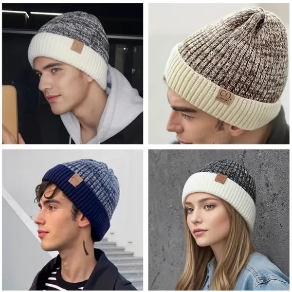 Unisex Winter Hats Add Fur Lined Knit Beanie Capsule