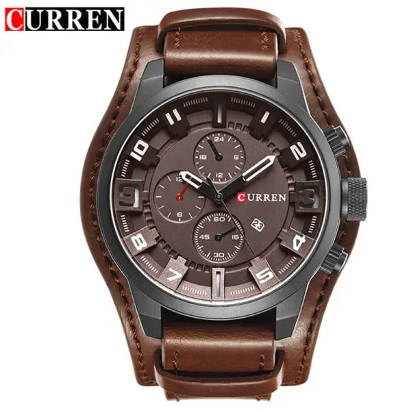 Quartz Movement Men Wristwatch Alloy Case Formal Luxury Watch - black brown