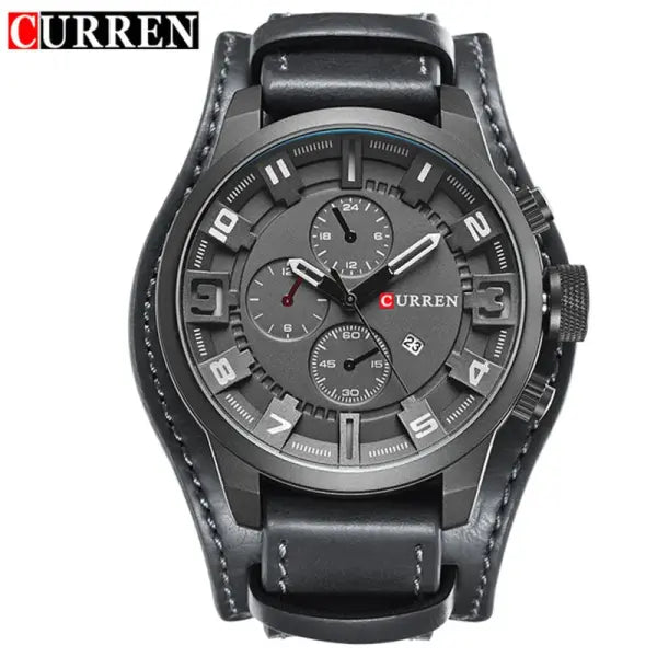 Quartz Movement Men Wristwatch Alloy Case Formal Luxury Watch - black gray