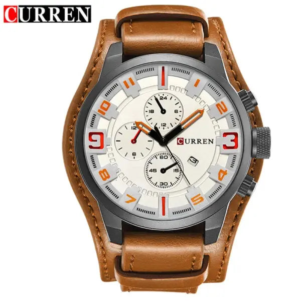 Quartz Movement Men Wristwatch Alloy Case Formal Luxury Watch - black white