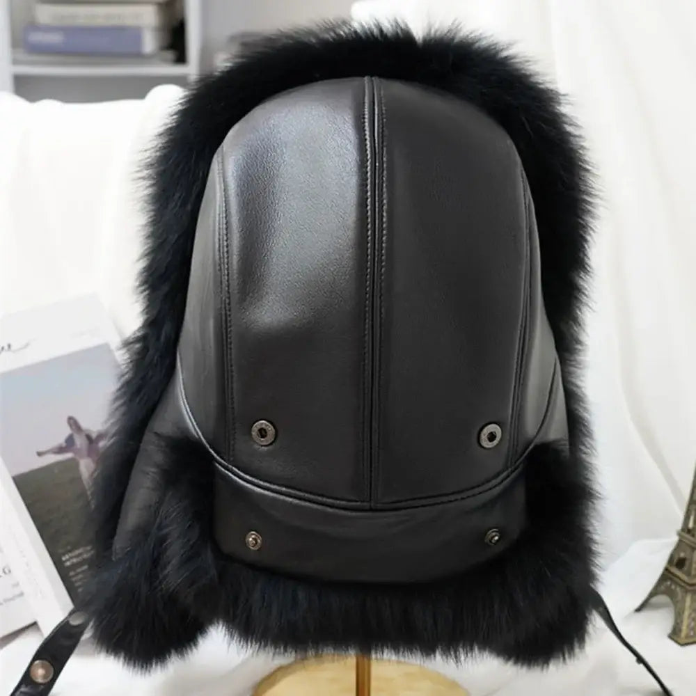 New Winter Men’s 100% Real Silver Fox Fur Bomber Hat Raccoon Fur Ushanka Cap Trapper Russian Man Ski Hats Caps Real