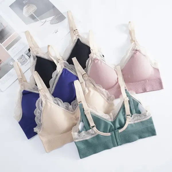 New Wireless Front Open Nursing Bra Soft Lace Breathable Seamless Maternity Breastfeeding Bras Maternal Support