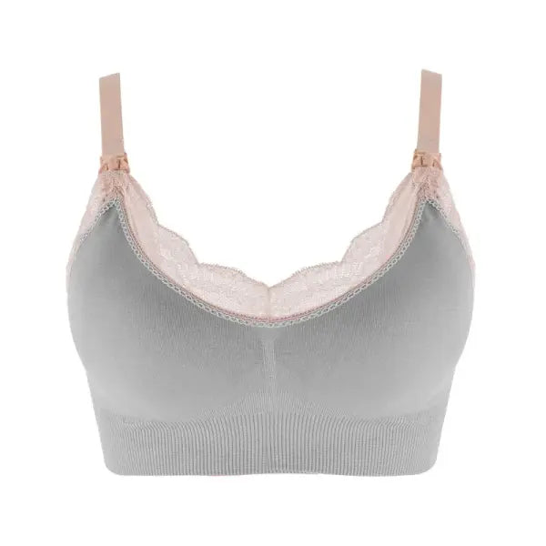 Seamless Lace Nursing Bra – Wireless Front-Open Breastfeeding Bra for Pregnancy & Postpartum Soft Breathable Maternity