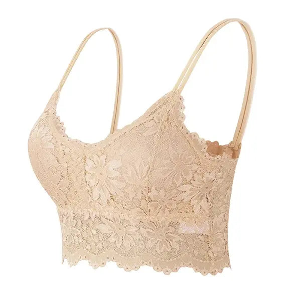 New Women Lace Bras Top Comfortable Bralette Solid Color Sexy Underwear Vest Female Hollow Out Wireless Lingerie