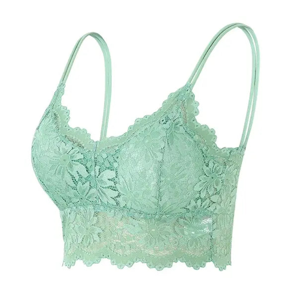New Women Lace Bras Top Comfortable Bralette Solid Color Sexy Underwear Vest Female Hollow Out Wireless Lingerie