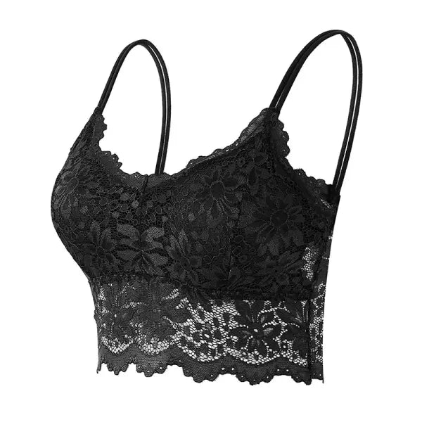New Women Lace Bras Top Comfortable Bralette Solid Color Sexy Underwear Vest Female Hollow Out Wireless Lingerie