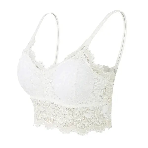 New Women Lace Bras Top Comfortable Bralette Solid Color Sexy Underwear Vest Female Hollow Out Wireless Lingerie