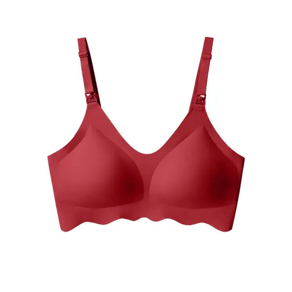 New Women Traceless Women’s Comfortable and Breathable Ultra Thin Breastfeeding Bra Detachable Breastfeeding Bra - Red