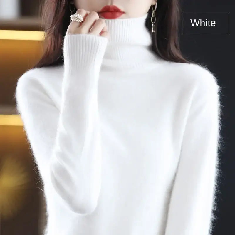 New Women’s Clothing For Autumn/Winter 2024 100% Mink Plush Turtleneck Pullover Sweater Ladies Cashmere Sweater Dbr-018