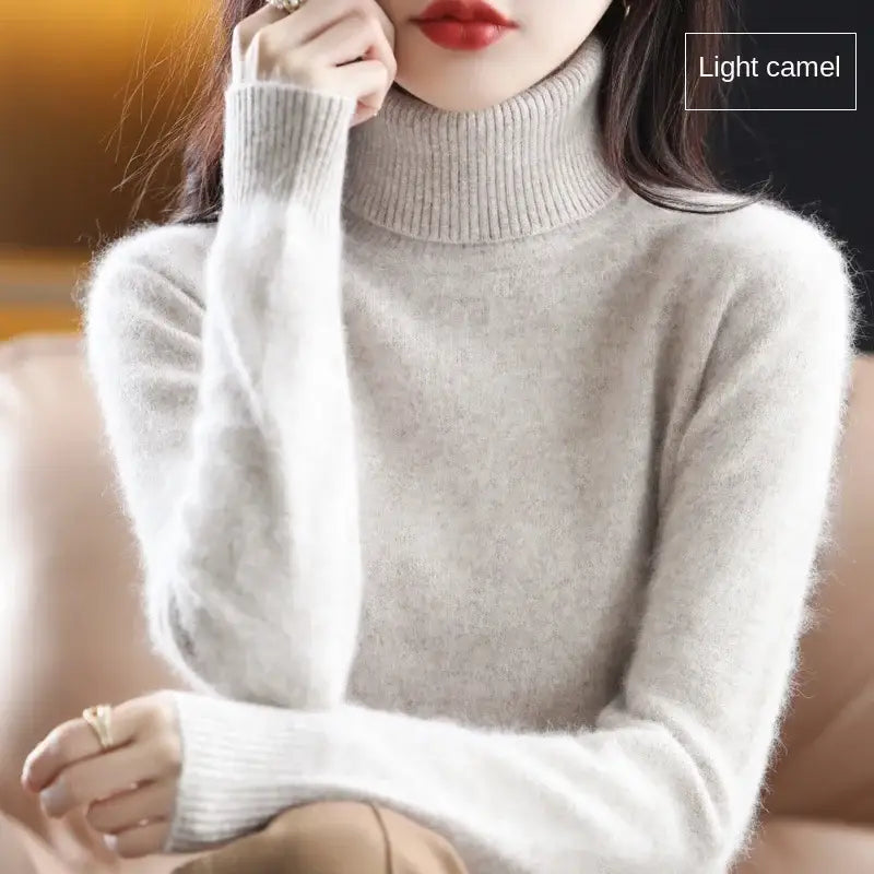 New Women’s Clothing For Autumn/Winter 2024 100% Mink Plush Turtleneck Pullover Sweater Ladies Cashmere Sweater Dbr-018