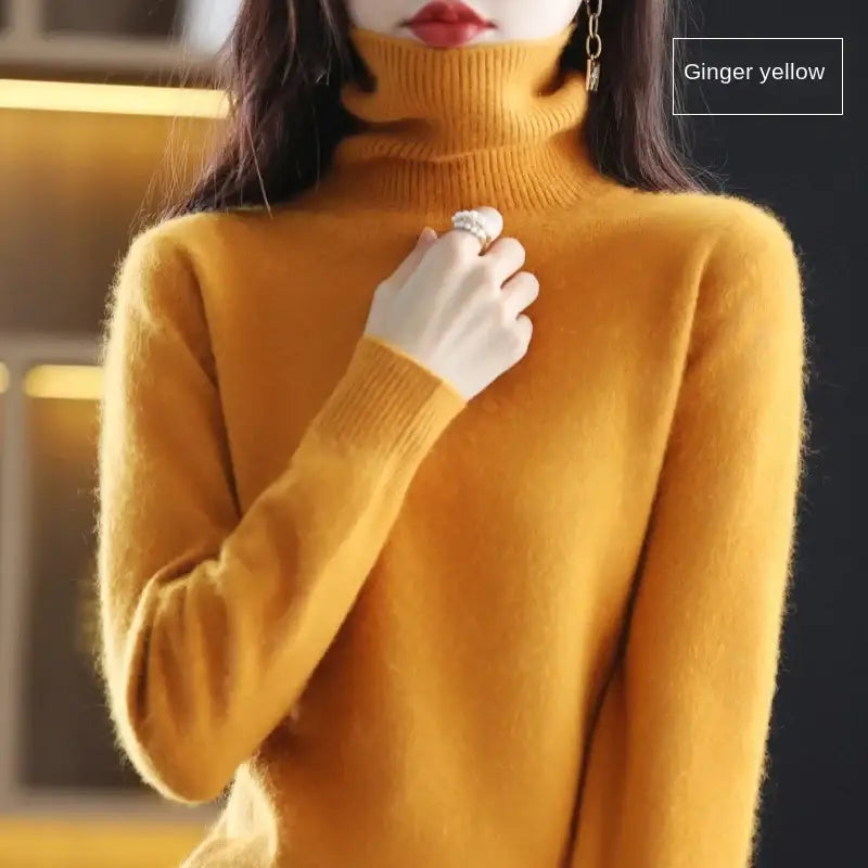 New Women’s Clothing For Autumn/Winter 2024 100% Mink Plush Turtleneck Pullover Sweater Ladies Cashmere Sweater Dbr-018