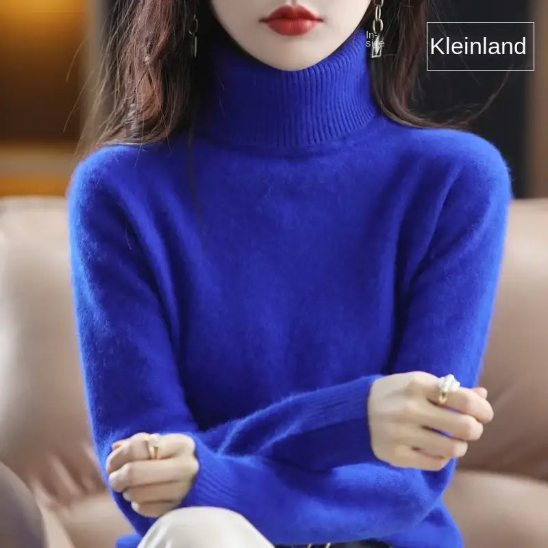 New Women’s Clothing For Autumn/Winter 2024 100% Mink Plush Turtleneck Pullover Sweater Ladies Cashmere Sweater Dbr-018