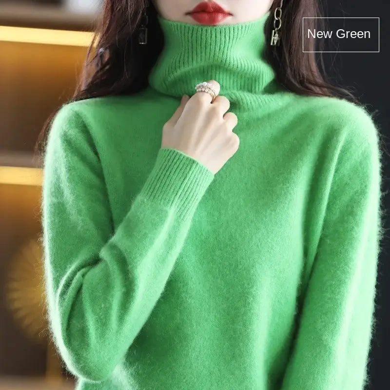 New Women’s Clothing For Autumn/Winter 2024 100% Mink Plush Turtleneck Pullover Sweater Ladies Cashmere Sweater Dbr-018