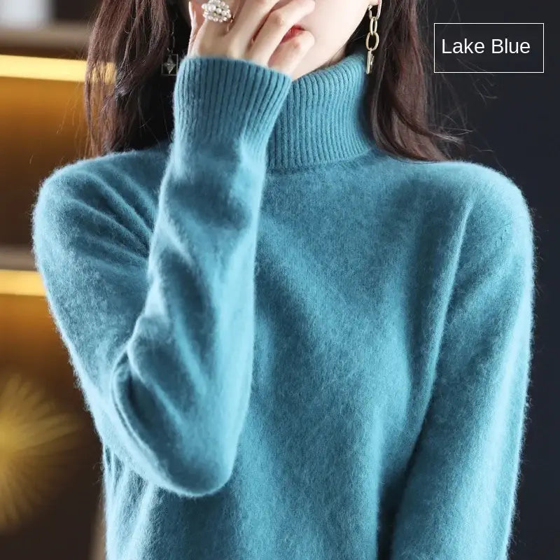 New Women’s Clothing For Autumn/Winter 2024 100% Mink Plush Turtleneck Pullover Sweater Ladies Cashmere Sweater Dbr-018