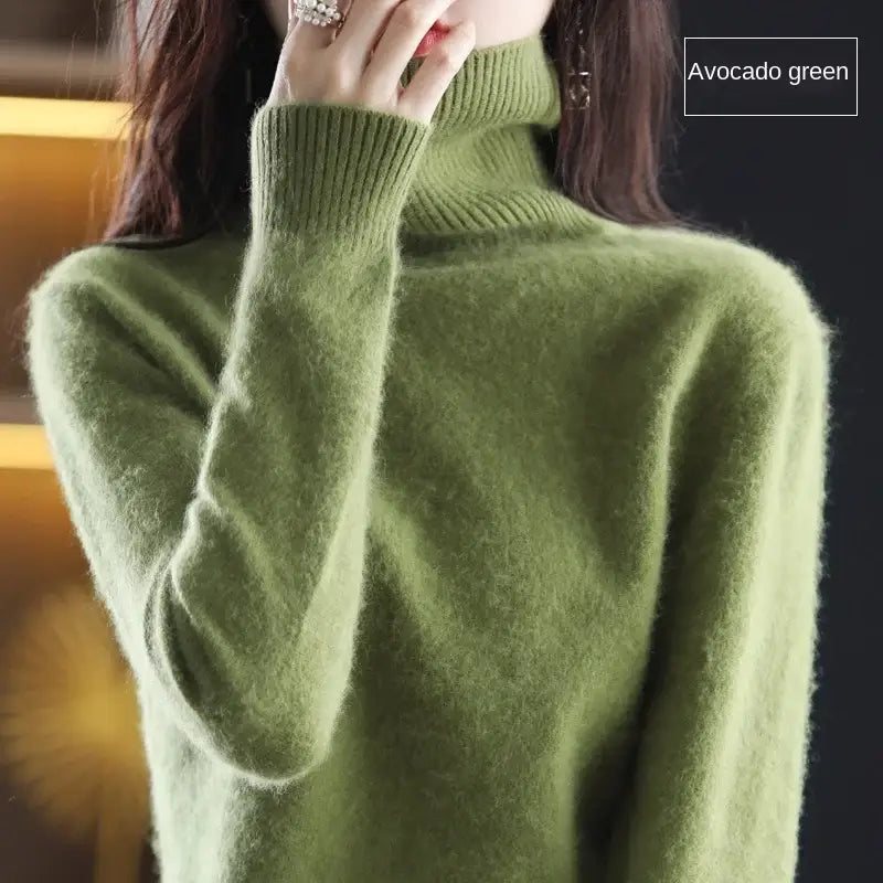 New Women’s Clothing For Autumn/Winter 2024 100% Mink Plush Turtleneck Pullover Sweater Ladies Cashmere Sweater Dbr-018