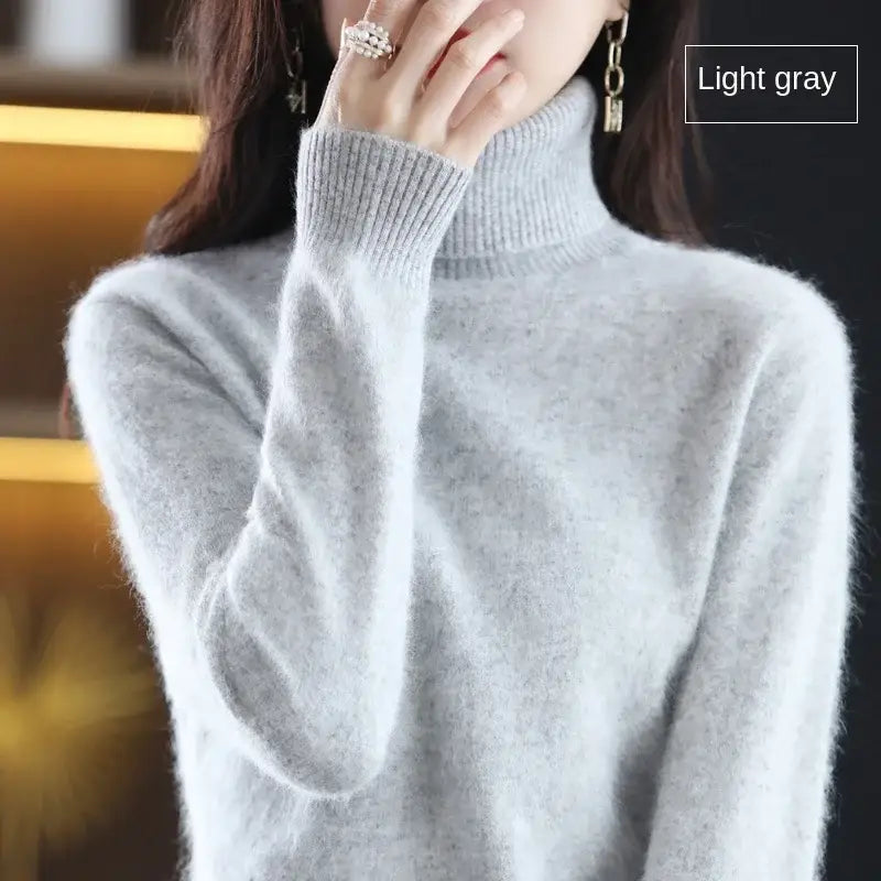 New Women’s Clothing For Autumn/Winter 2024 100% Mink Plush Turtleneck Pullover Sweater Ladies Cashmere Sweater Dbr-018