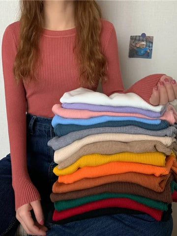 New Women’s Sweater – Autumn Winter Long Sleeve Pullover O-neck Knitted Jumper