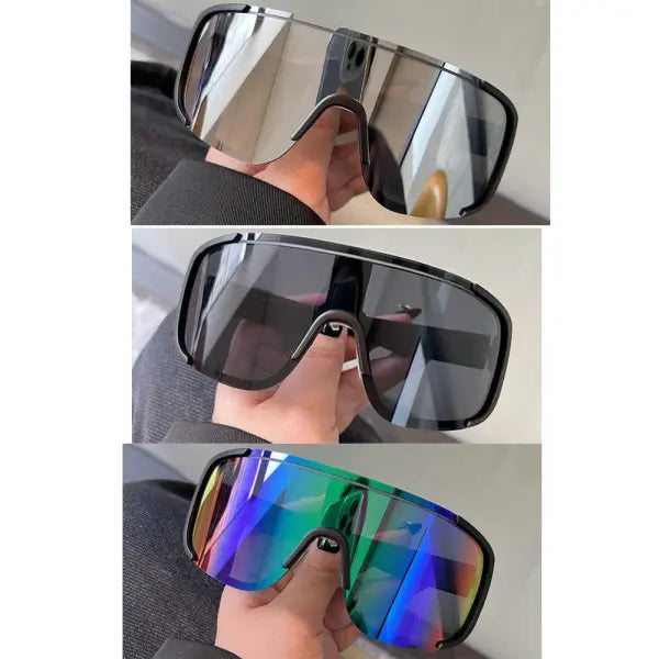 Y2K cycling sunglasses with windproof reflective lenses - set-126 / MULTI