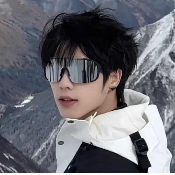 Y2K cycling sunglasses with windproof reflective lenses