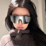 Y2K cycling sunglasses with windproof reflective lenses