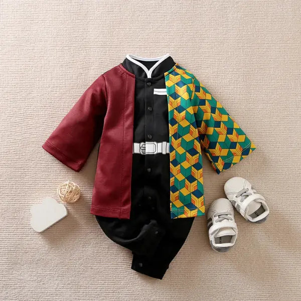 Newborn Baby Anime Cape Bodysuit – Long Sleeve Cotton Romper for Boys & Girls - Red / 12-18M 90CM