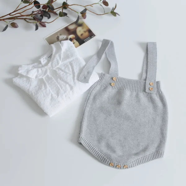 Newborn Baby Bodysuit – Knitted Solid Sleeveless Jumpsuit for All Seasons - Himpall