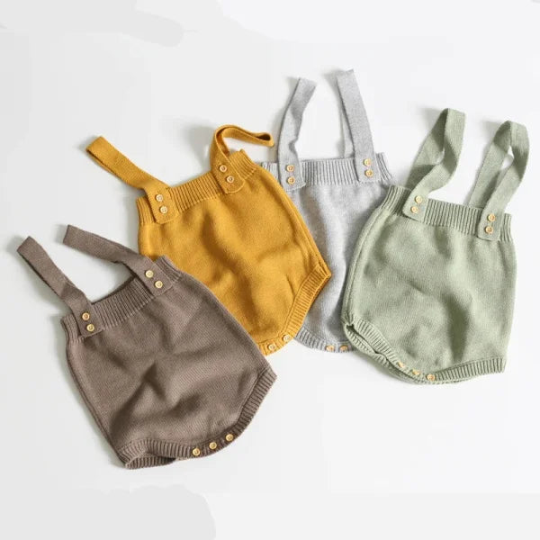 Newborn Baby Bodysuit – Knitted Solid Sleeveless Jumpsuit for All Seasons - Himpall