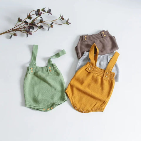 Newborn Baby Bodysuit – Knitted Solid Sleeveless Jumpsuit for All Seasons - Himpall
