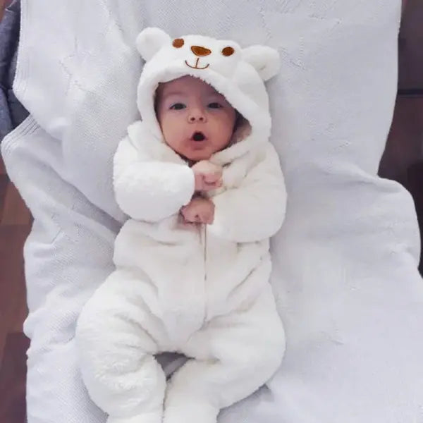 Baby Bear Hooded Romper – Long Sleeve One-Piece Jumpsuit Outfit for Newborn Boys & Girls