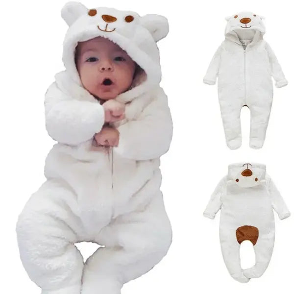 Baby Bear Hooded Romper – Long Sleeve One-Piece Jumpsuit Outfit for Newborn Boys & Girls