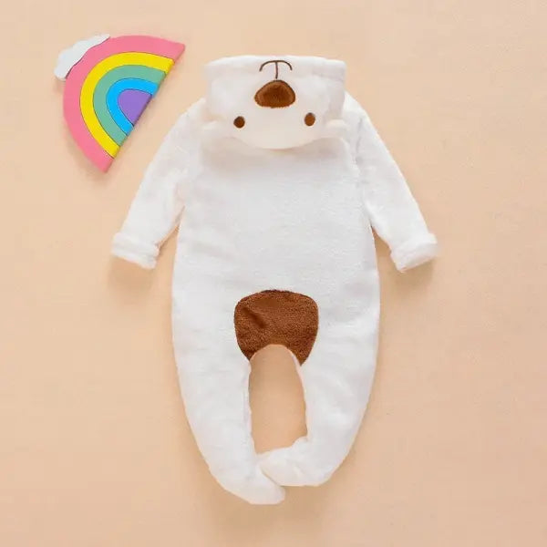 Baby Bear Hooded Romper – Long Sleeve One-Piece Jumpsuit Outfit for Newborn Boys & Girls