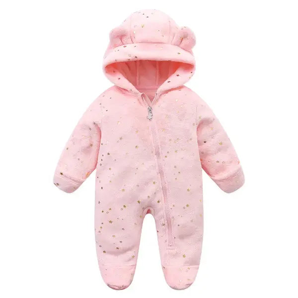 Newborn Flannel Romper – Soft Warm Autumn/Winter Cartoon Jumpsuit for Baby Boys & Girls (0–19M) - 20Pink / 9M