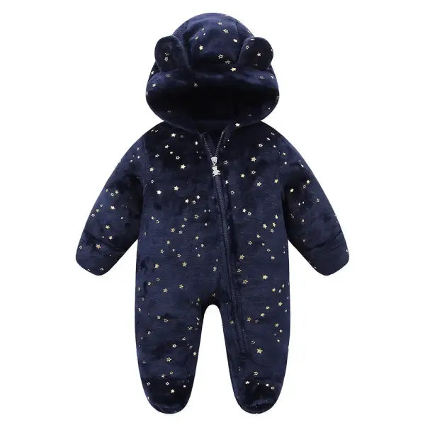Newborn Flannel Romper – Soft Warm Autumn/Winter Cartoon Jumpsuit for Baby Boys & Girls (0–19M) - 20Darkblue / 6M