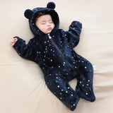 Newborn Flannel Romper – Soft Warm Autumn/Winter Cartoon Jumpsuit for Baby Boys & Girls (0–19M)