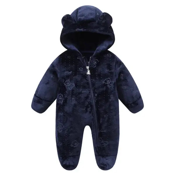 Newborn Flannel Romper – Soft Warm Autumn/Winter Cartoon Jumpsuit for Baby Boys & Girls (0–19M) - 21Darkblue / 0-3M