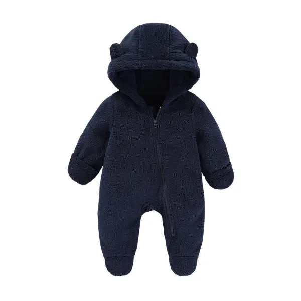 Newborn Flannel Romper – Soft Warm Autumn/Winter Cartoon Jumpsuit for Baby Boys & Girls (0–19M) - Darkblue / 9M