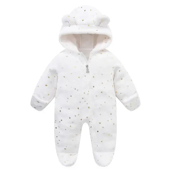 Newborn Flannel Romper – Soft Warm Autumn/Winter Cartoon Jumpsuit for Baby Boys & Girls (0–19M) - 20White / 0-3M