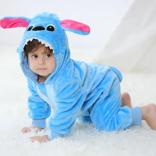 Baby Stitch Costume Romper – Long Sleeve Cartoon Animal Jumpsuit Pajamas for Newborn Boys & Girls
