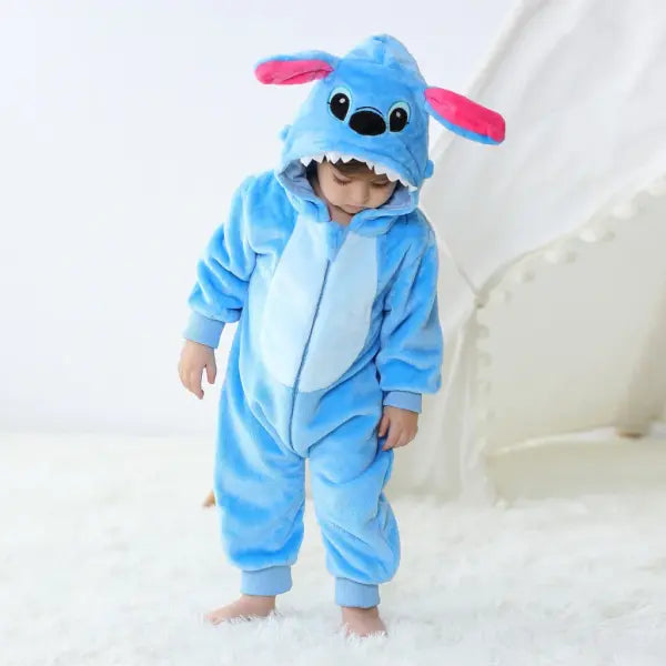 Baby Stitch Costume Romper – Long Sleeve Cartoon Animal Jumpsuit Pajamas for Newborn Boys & Girls