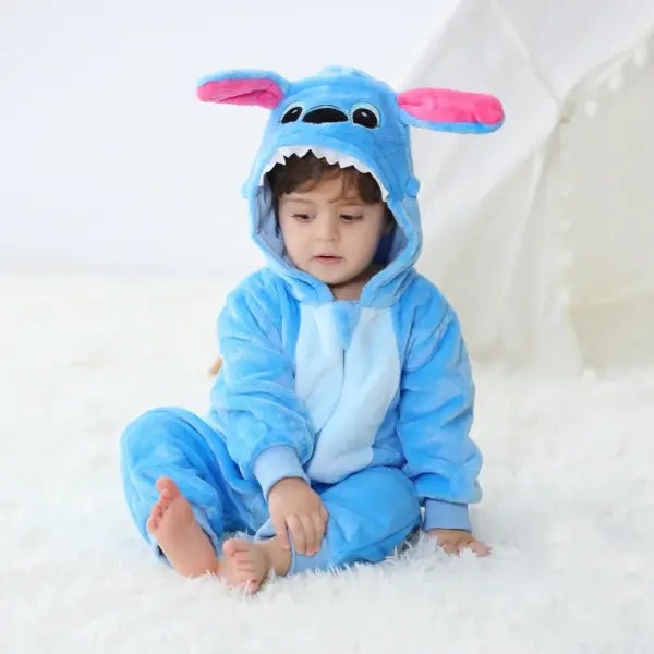 Baby Stitch Costume Romper – Long Sleeve Cartoon Animal Jumpsuit Pajamas for Newborn Boys & Girls